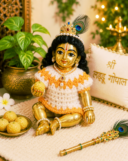 Adorable Handmade sweaters for Shree LadduGopal & RadhaRani ji - Full Sleeves