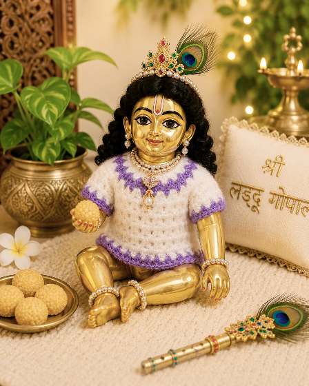 Adorable Handmade sweaters for Shree LadduGopal & RadhaRani ji - Full Sleeves