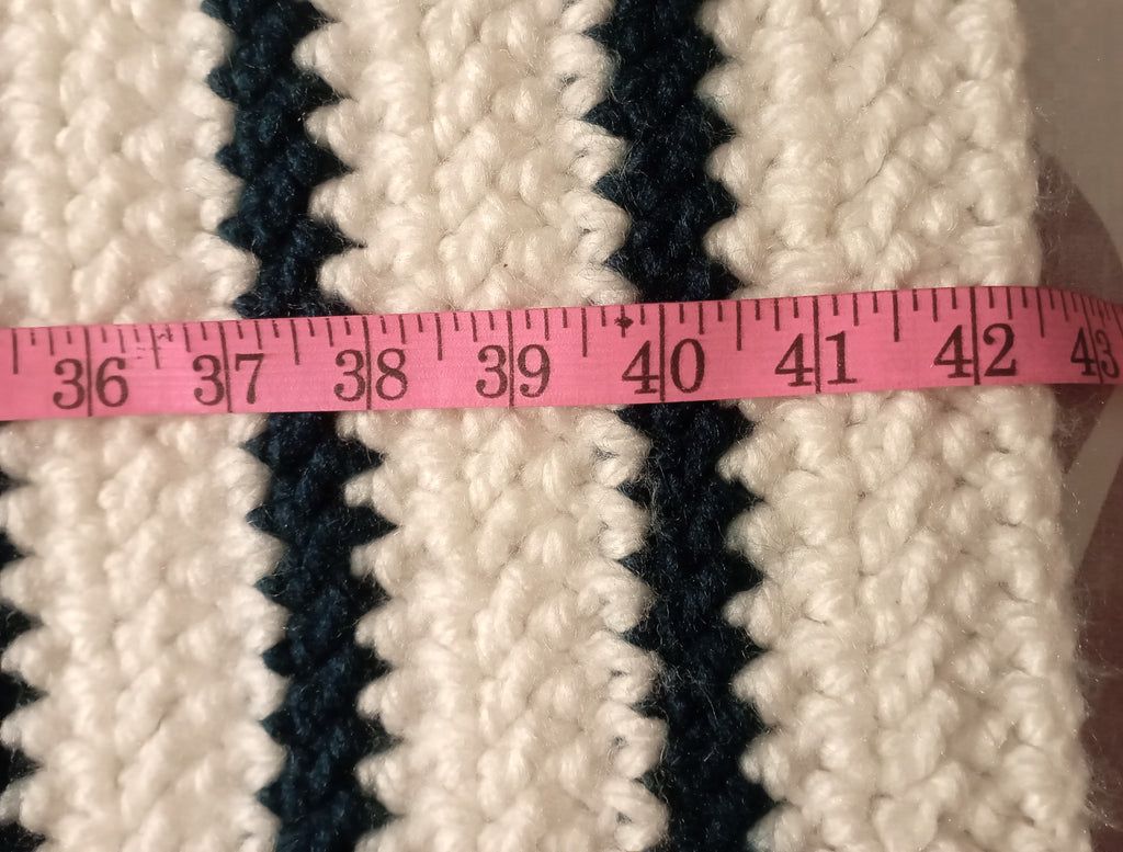 Highly Durable Handmade Blanket with Bulky Yarn - 42X45 inches - Navy and White Striped