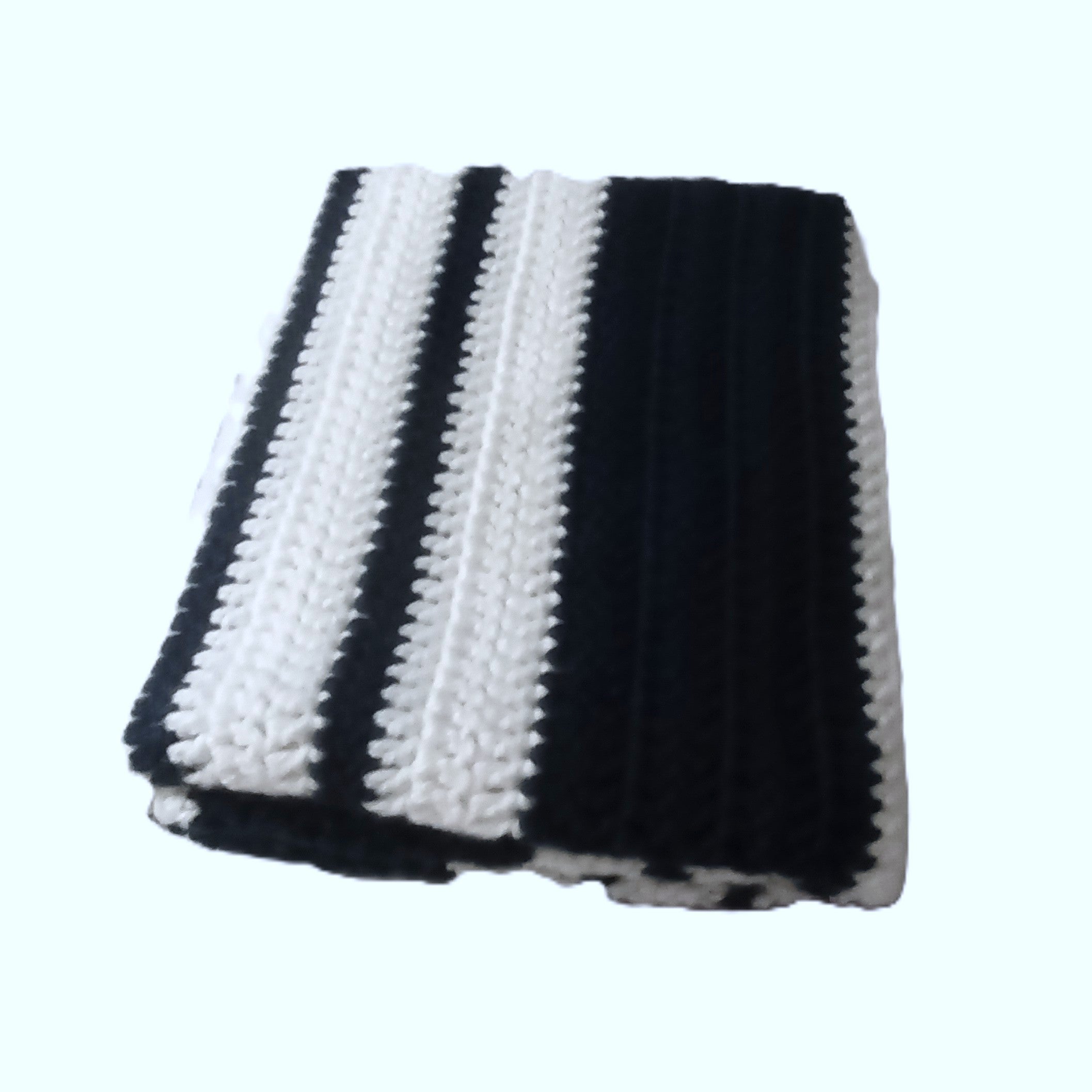 Highly Durable Handmade Blanket with Bulky Yarn - 42X45 inches - Navy and White Striped
