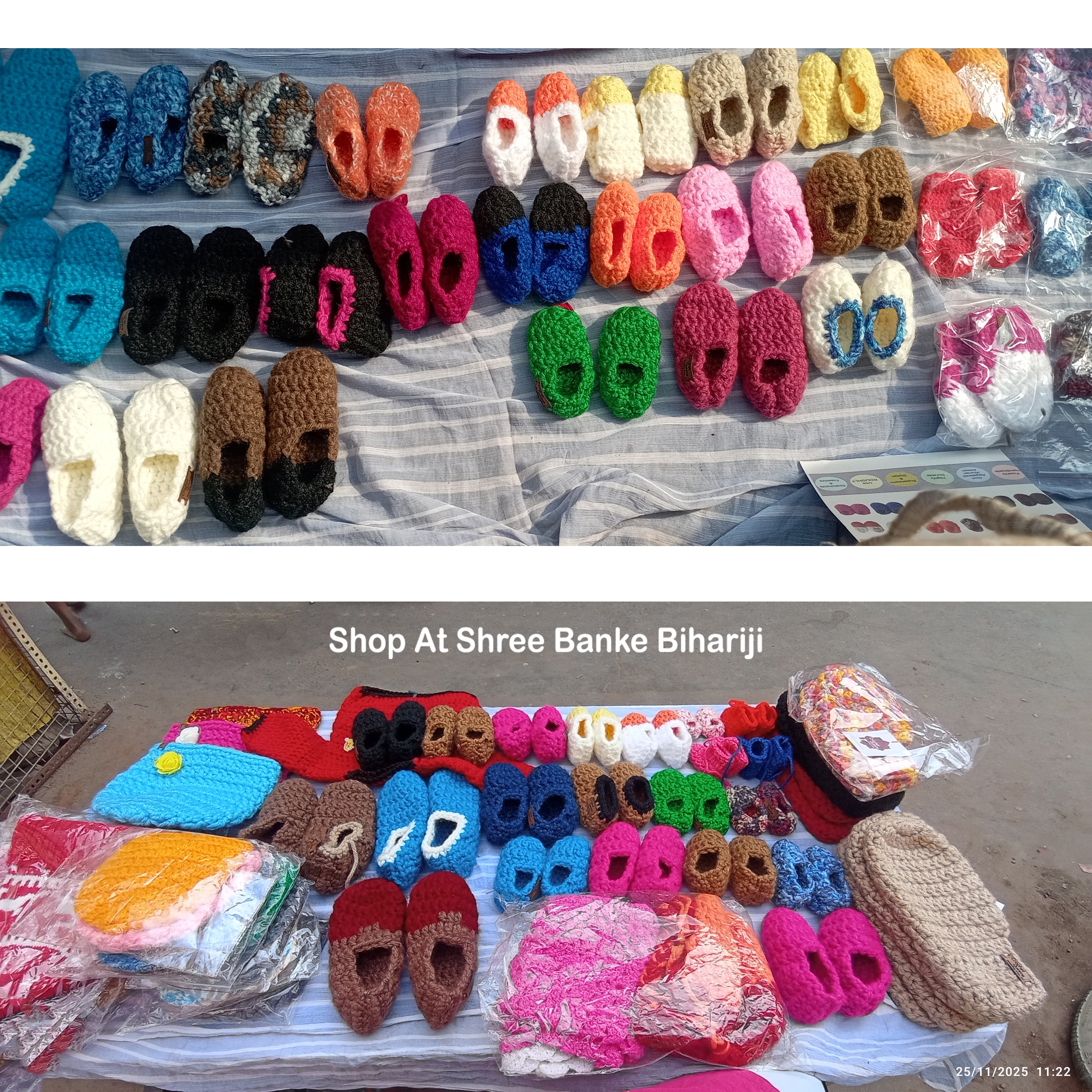 Handmade Woolen Shoes for Laddu Gopal RadhaRani ji - Maroon with pearl and lace