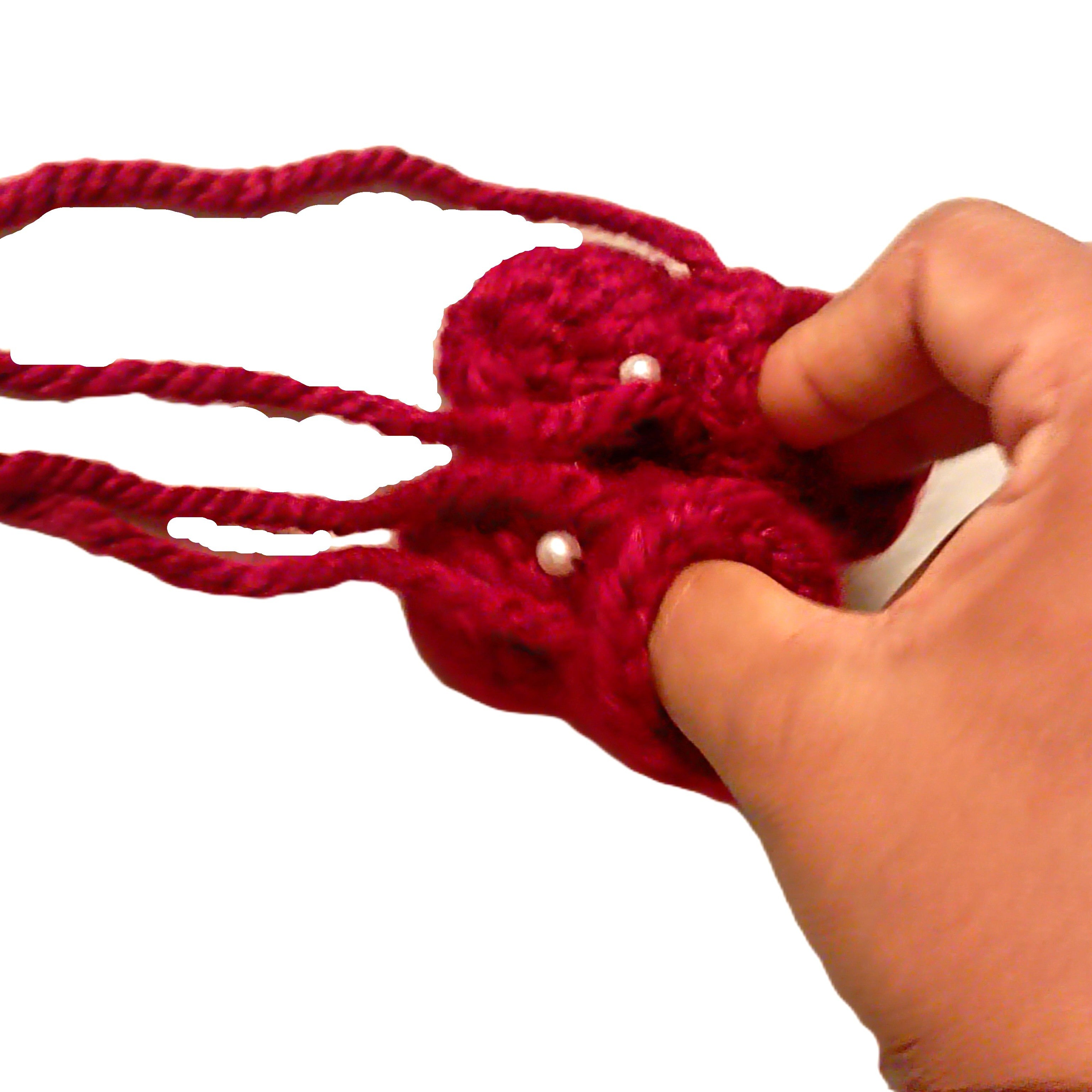 Handmade Woolen Shoes for Laddu Gopal RadhaRani ji - Maroon with pearl and lace