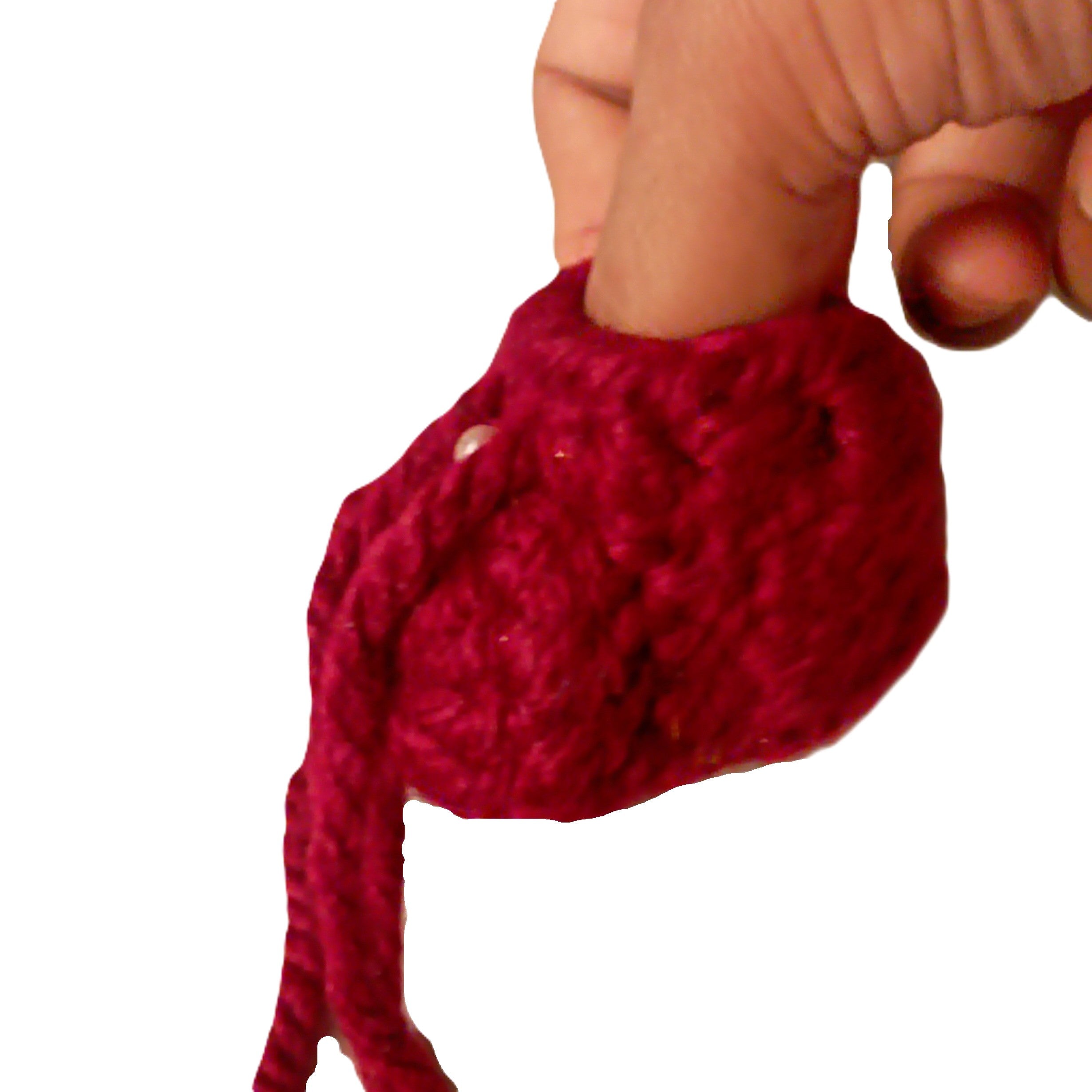 Handmade Woolen Shoes for Laddu Gopal RadhaRani ji - Maroon with pearl and lace