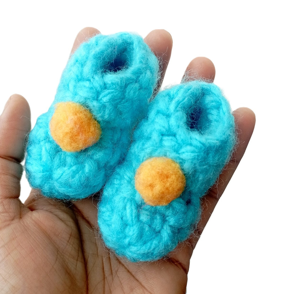 Handmade Woolen Shoes for Laddu Gopal RadhaRani ji - Colored base with pompom