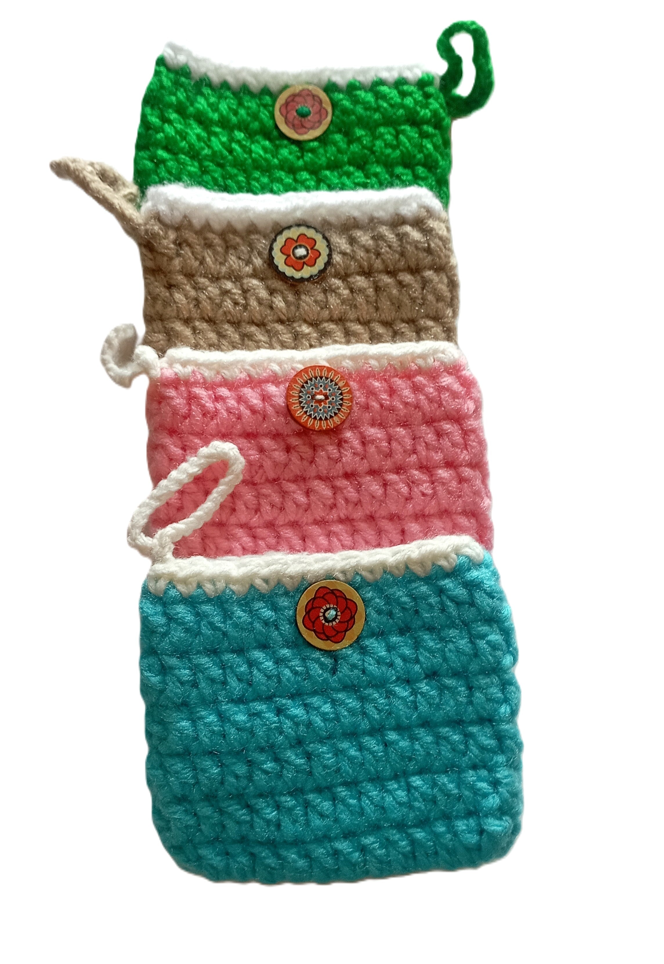 Handmade Crochet Wallets - SMALL - Colored Base