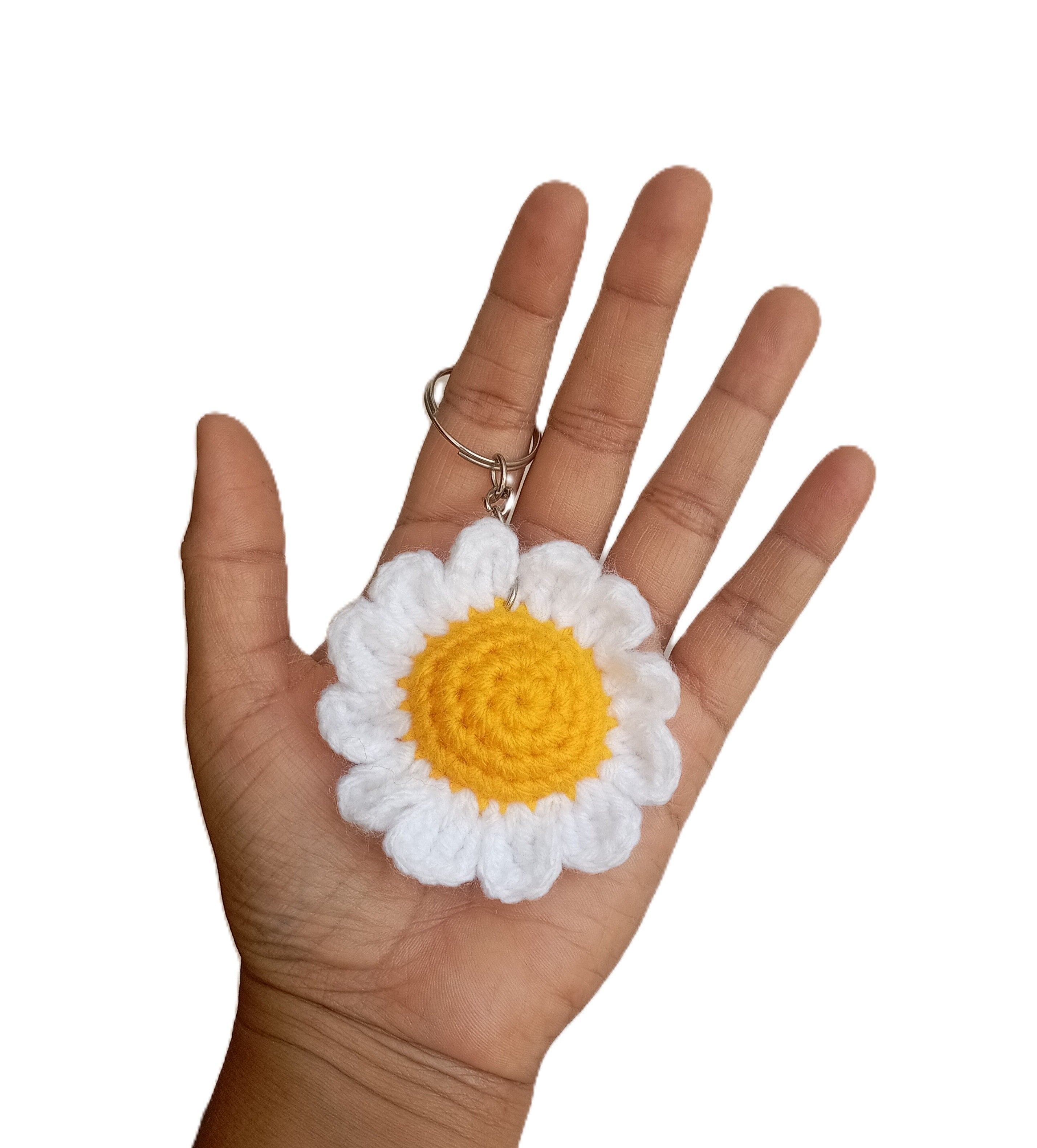 Handmade Crochet Keychains - White Daisy