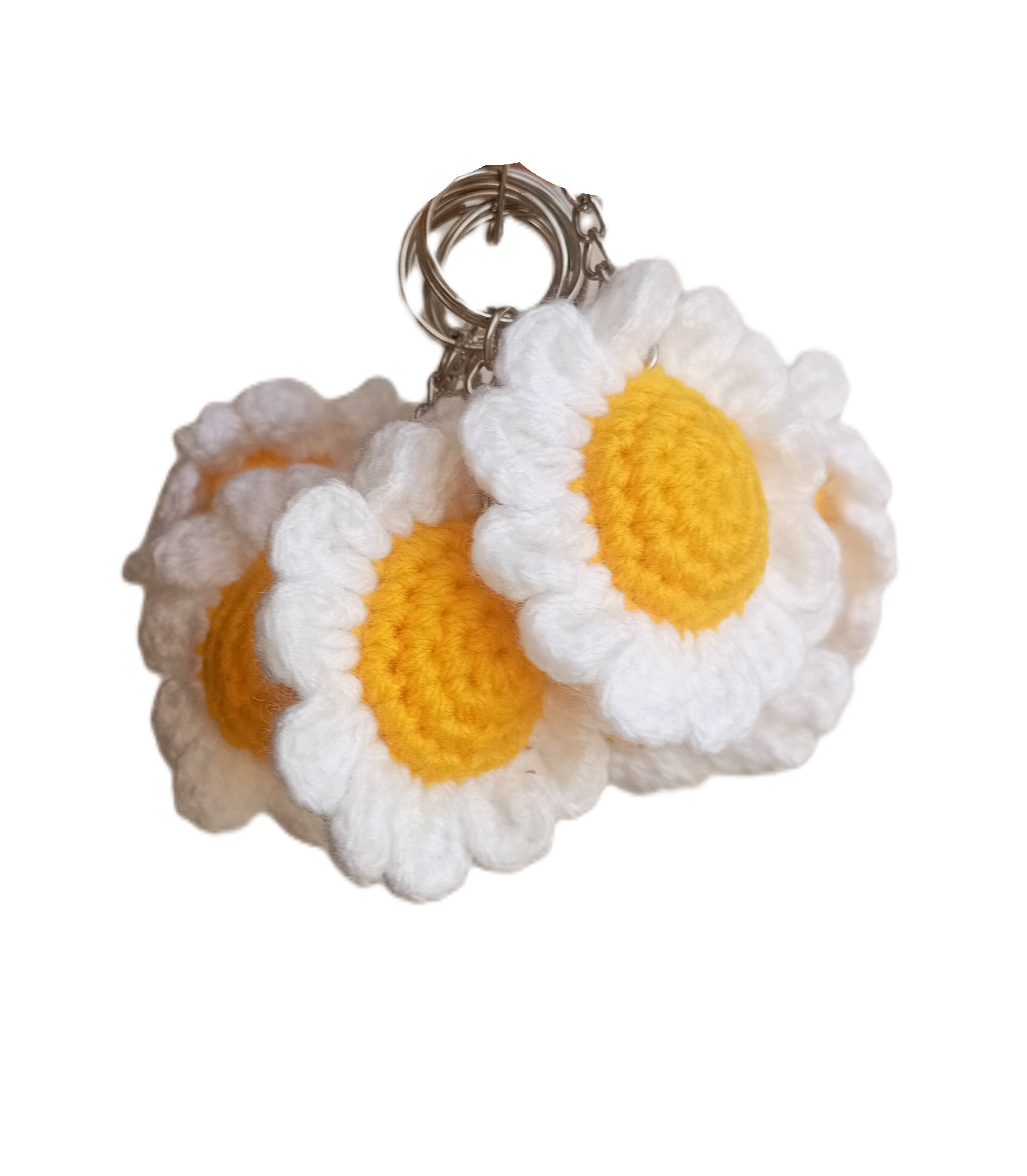 Handmade Crochet Keychains - White Daisy