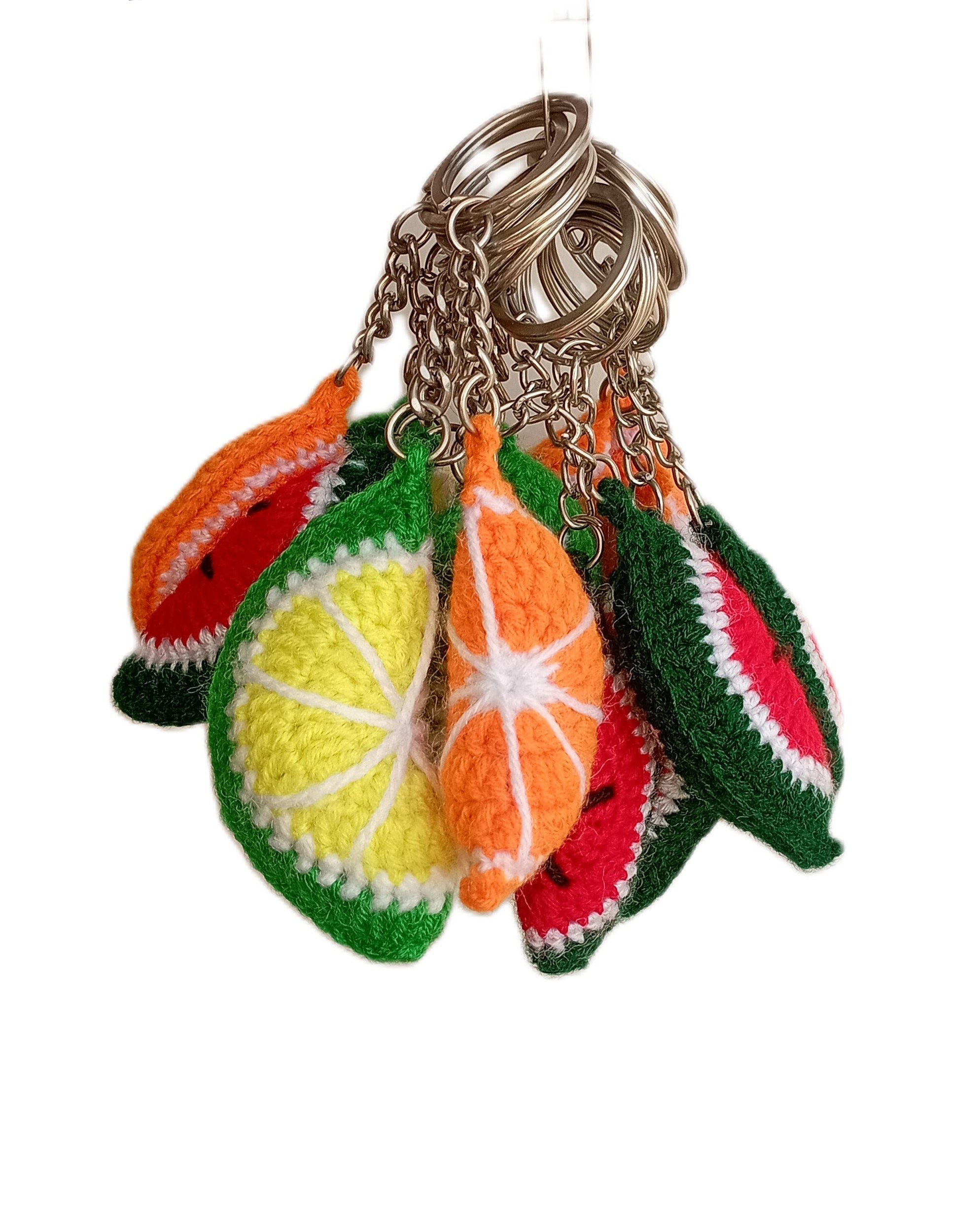 Handmade Crochet Keychains - Watermelon, Lemon, Orange