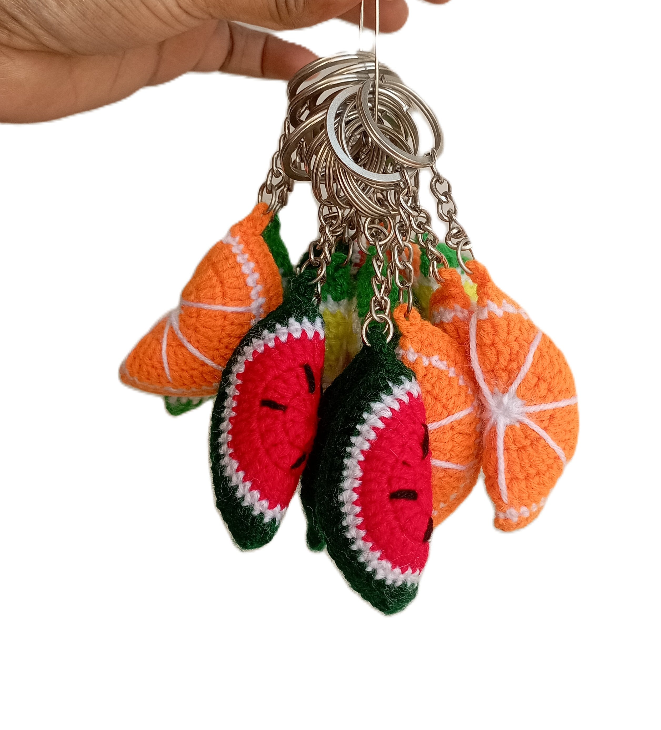 Handmade Crochet Keychains - Watermelon, Lemon, Orange