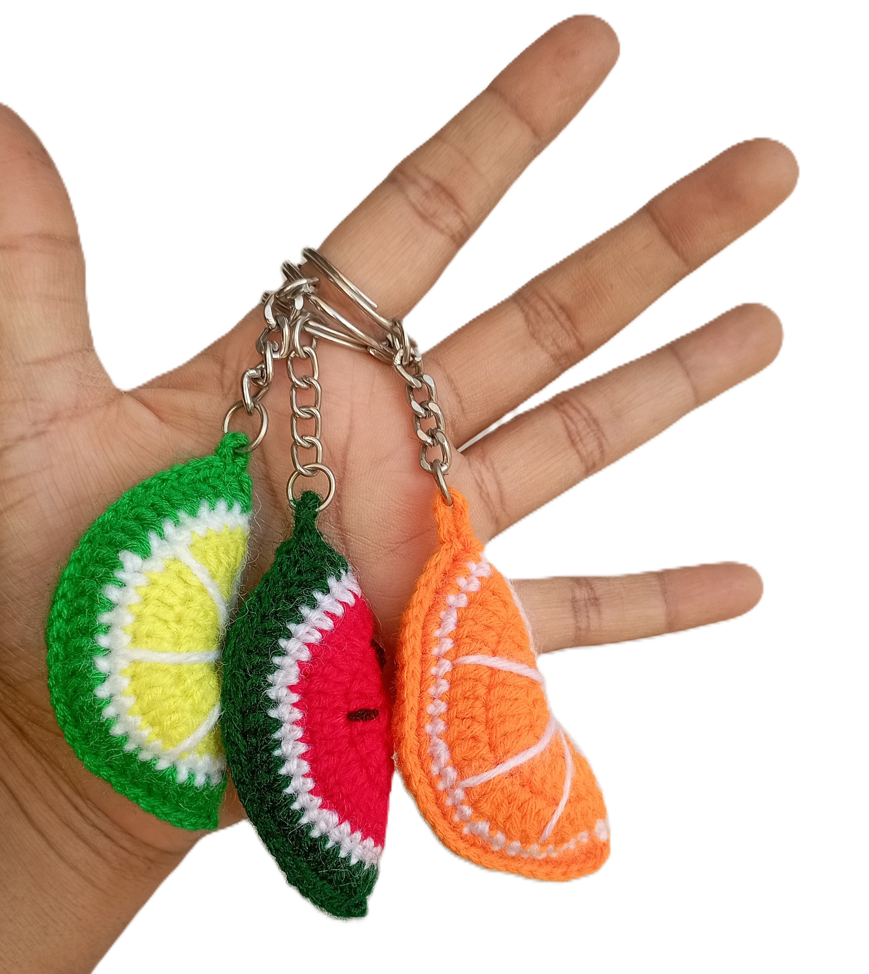 Handmade Crochet Keychains - Watermelon, Lemon, Orange