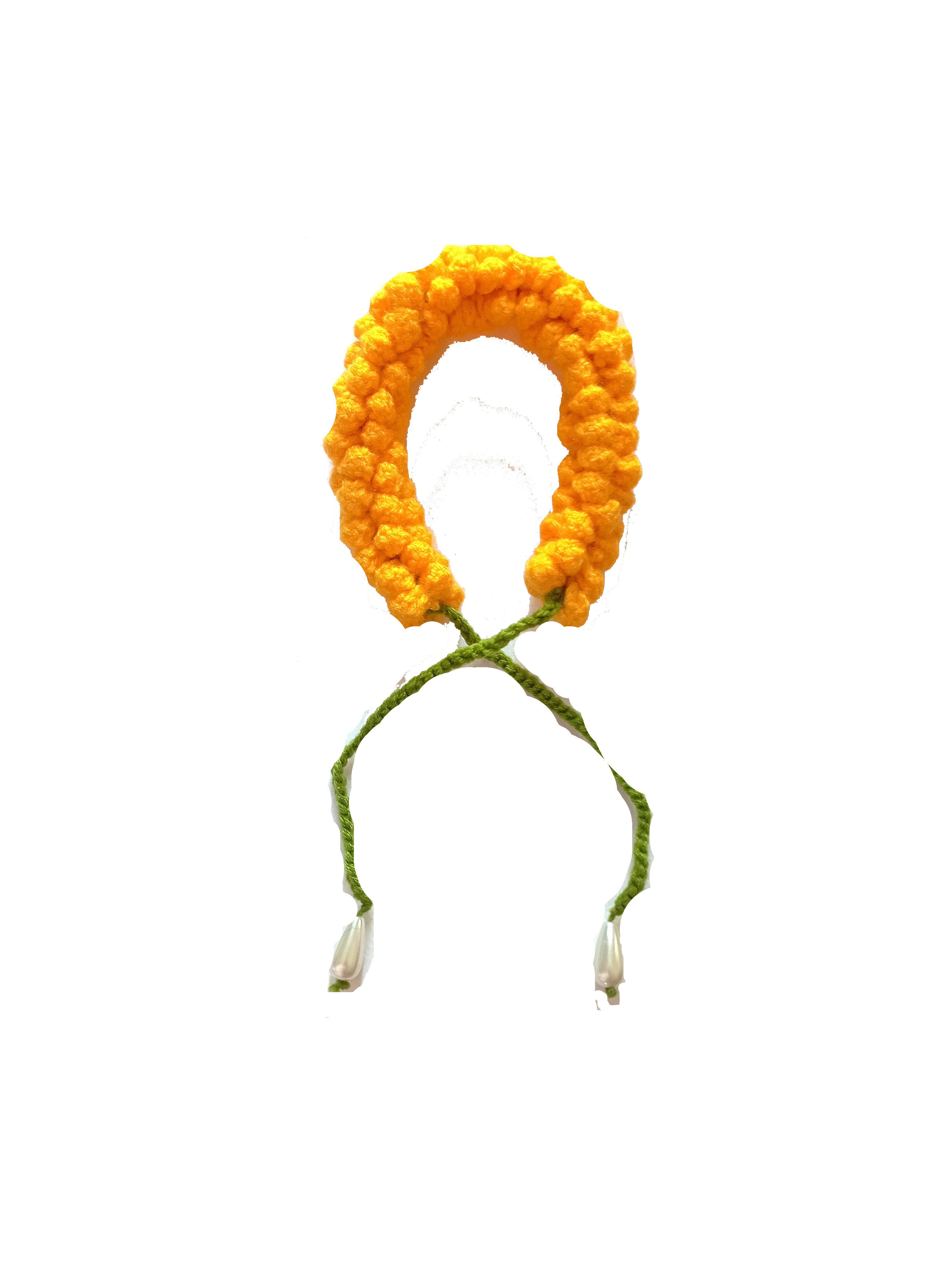 Handmade Crochet Gajra - Yellow / White / Offwhite