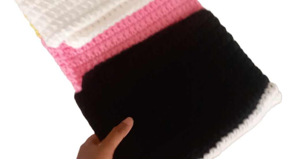 Highly Durable Crochet Baby Blanket 32X37 inches - Multicolor Striped