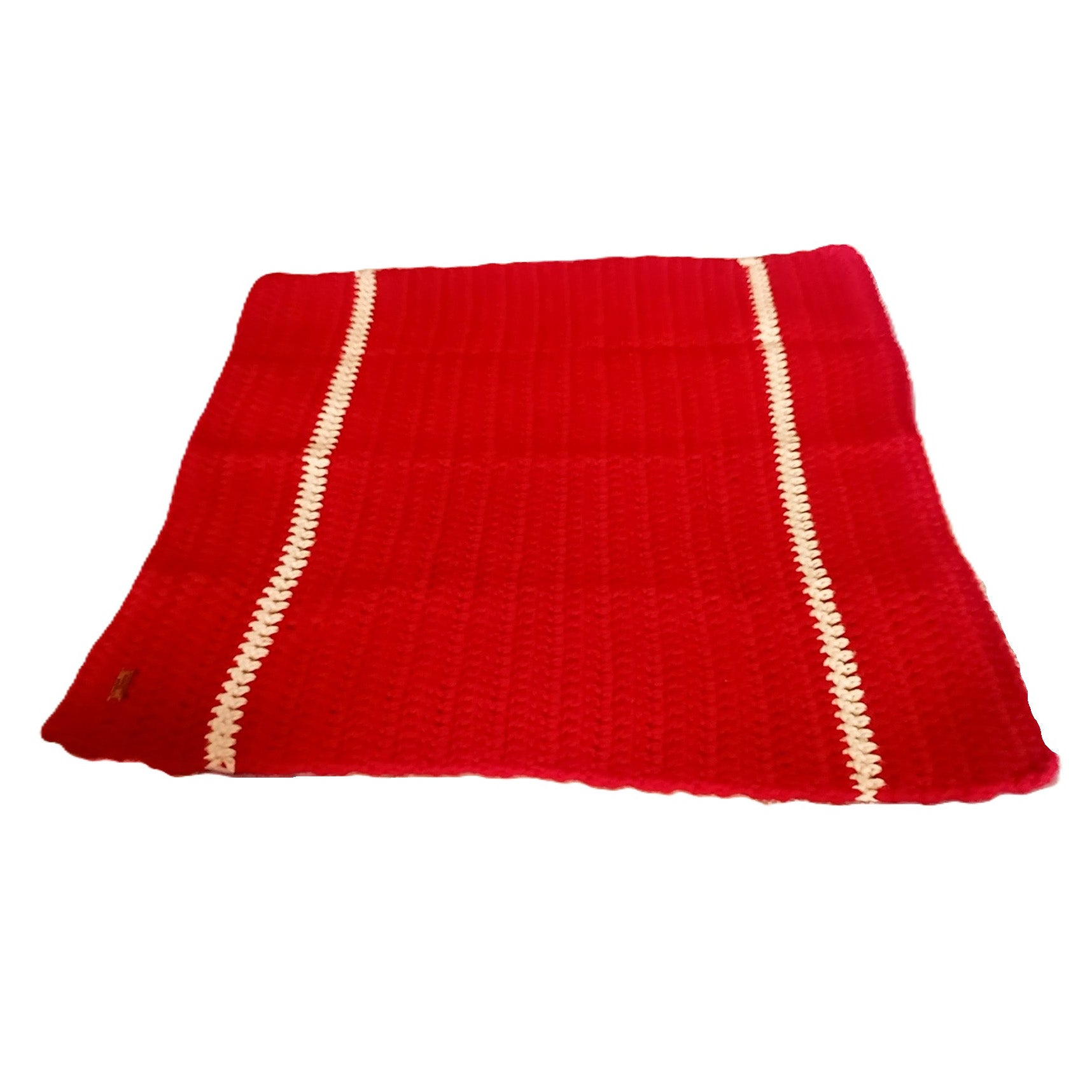 Highly Durable Handmade Baby Blanket 32X32 inches - Red and White