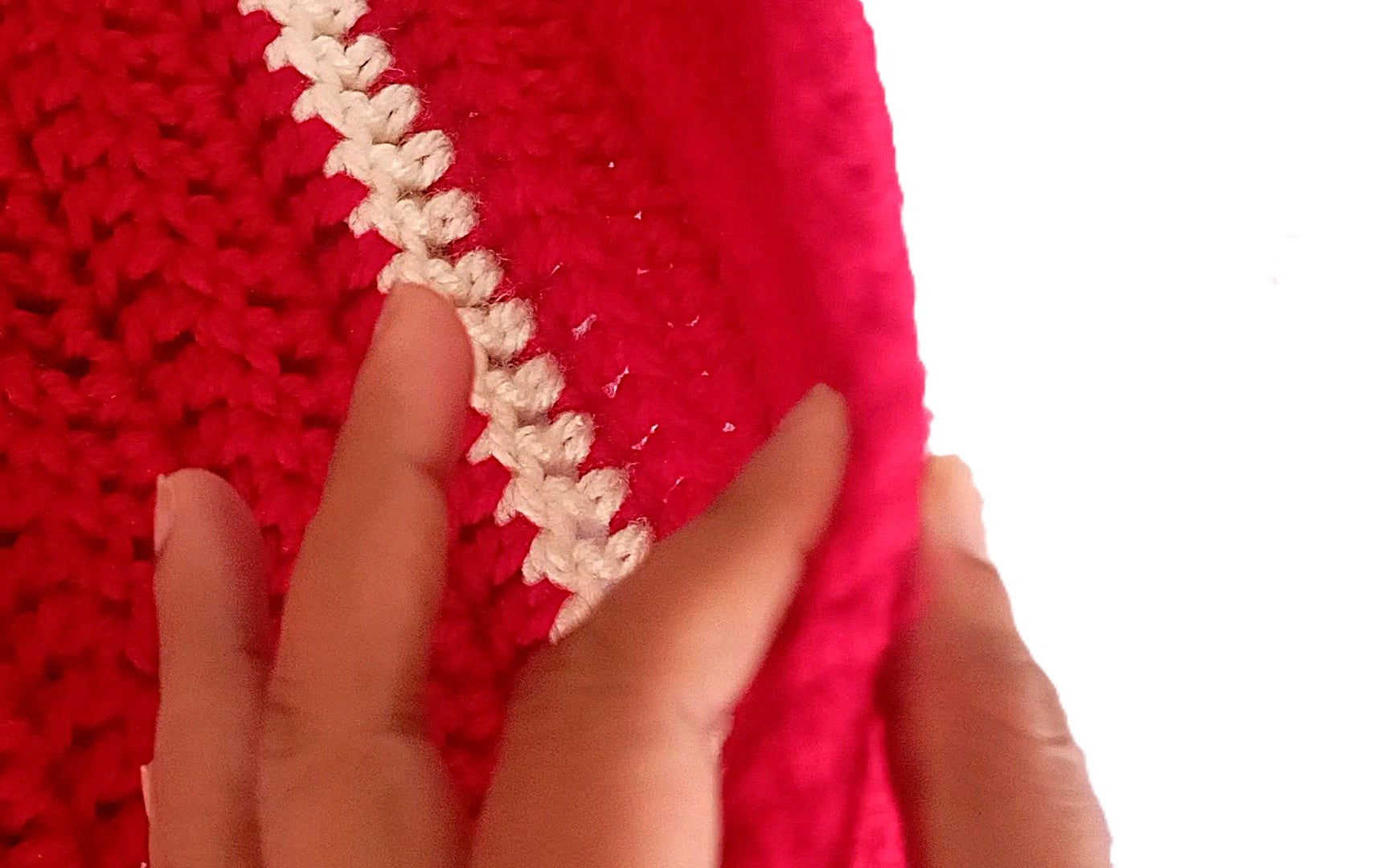 Highly Durable Handmade Baby Blanket 32X32 inches - Red and White