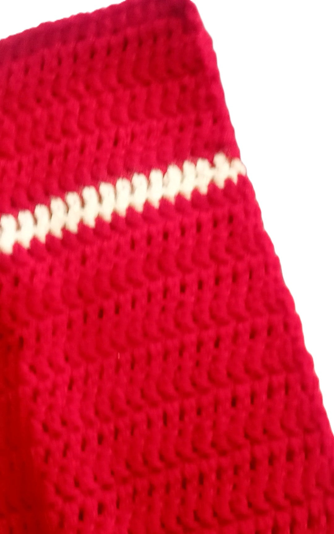 Highly Durable Handmade Baby Blanket 32X32 inches - Red and White