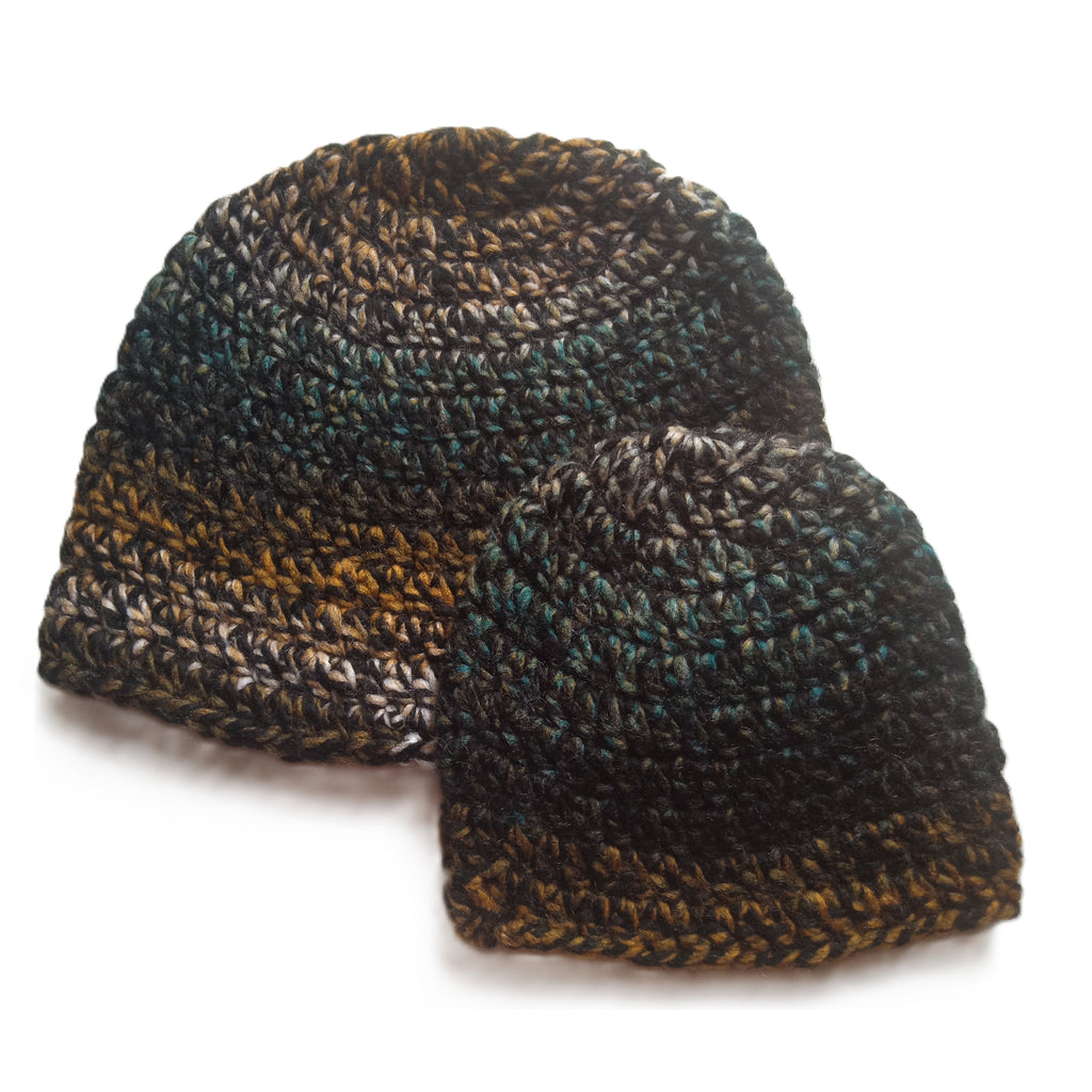 Dad & Son — Identical Premium Beanie Combo - Dark Multicolor