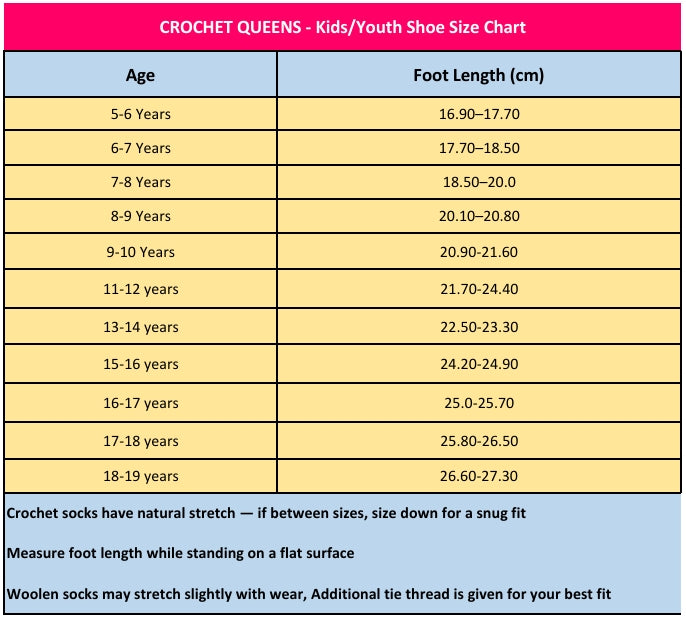 Handmade Crochet Woolen Socks for Boys and Girls  – 5-10 years