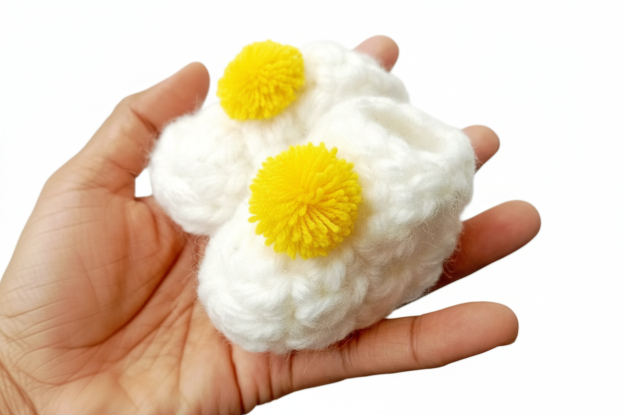 Baby Booties Close-up - Yellow Pompom