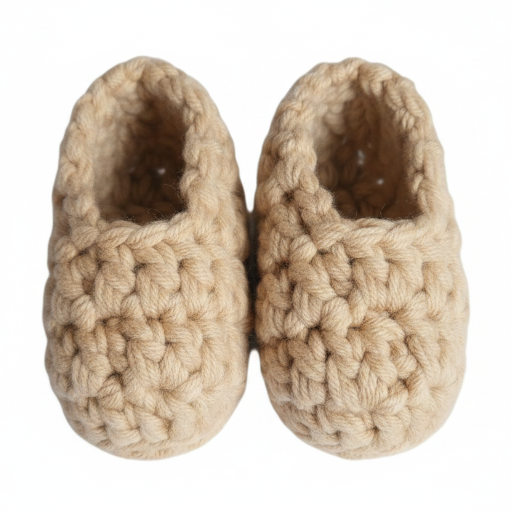 Beige Crochet Baby Booties