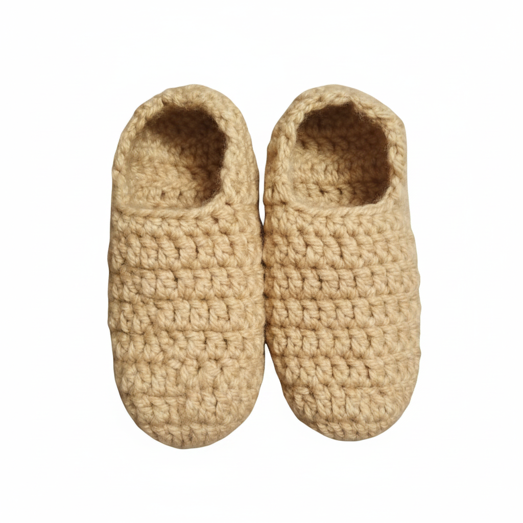 Beige Crochet Slippers
