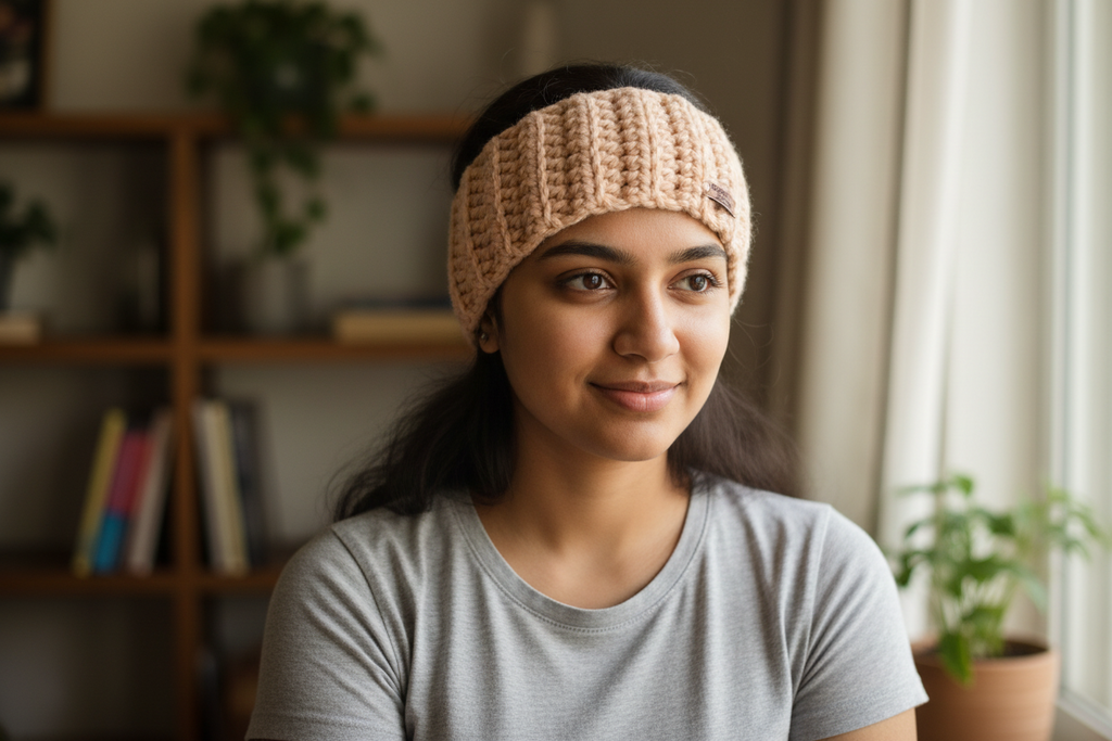 Handmade Crochet Woolen Headband for WOMEN - FreeSize