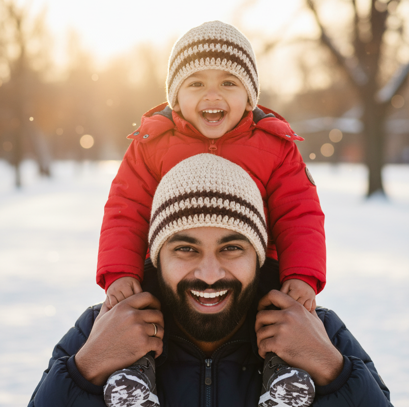 Dad & Son — Identical Premium Beanie Combo - Beige