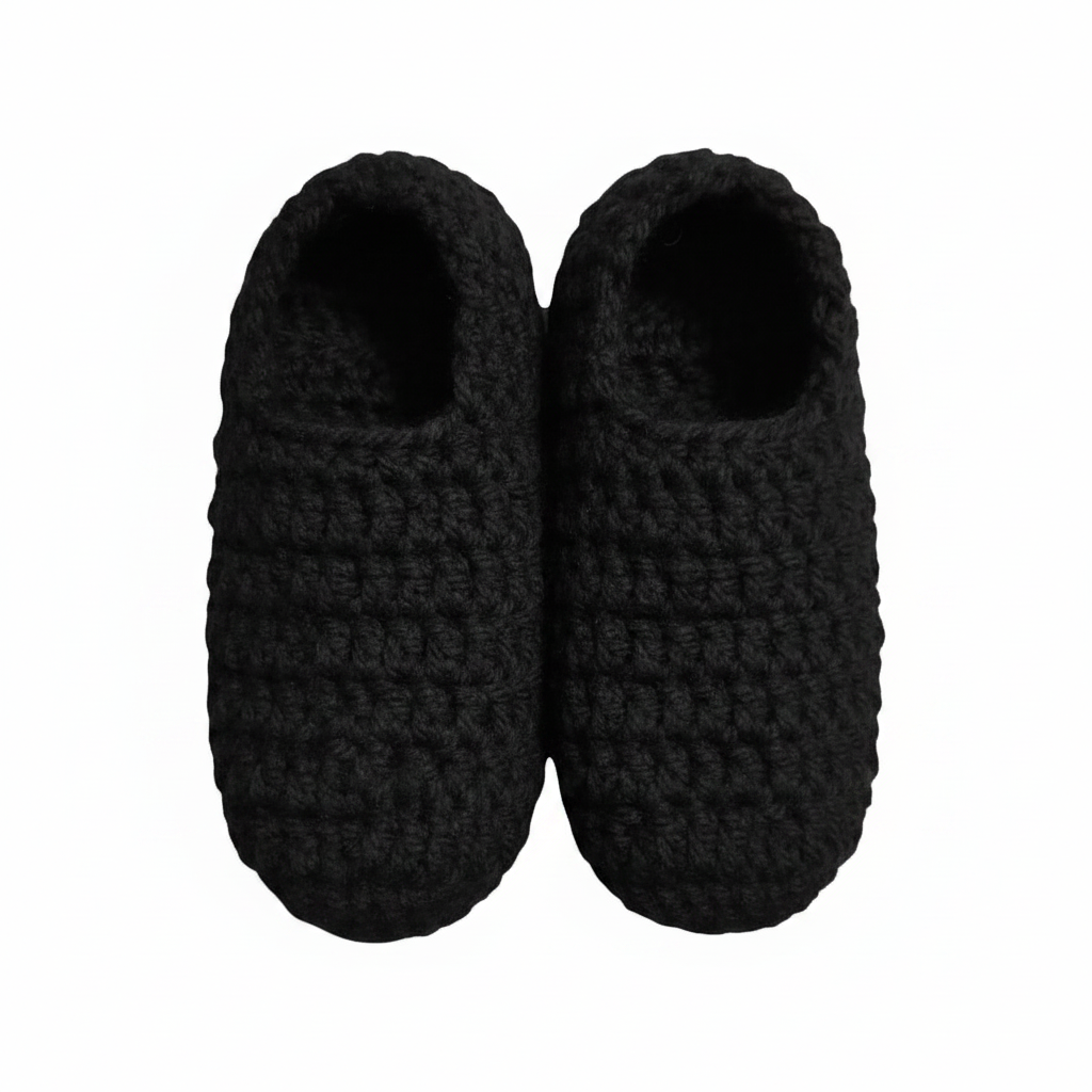 Black Crochet Slippers