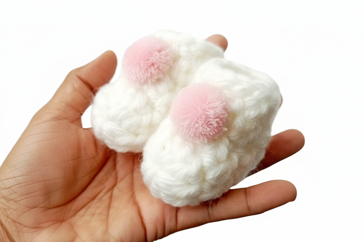 Booties - Pink Pompom