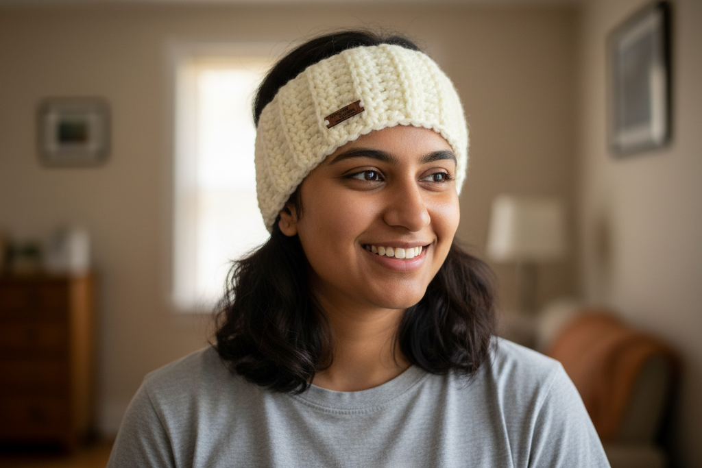 Handmade Crochet Woolen Headband for WOMEN - FreeSize