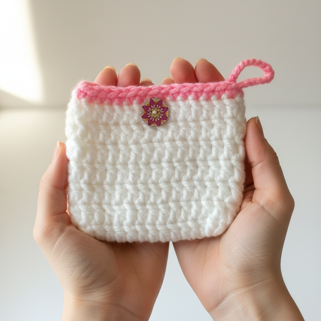 Crochet Pouch Held in Hand