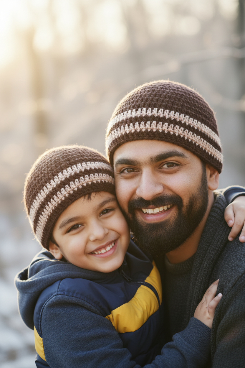 Dad & Son — Identical Premium Beanie Combo - Brown