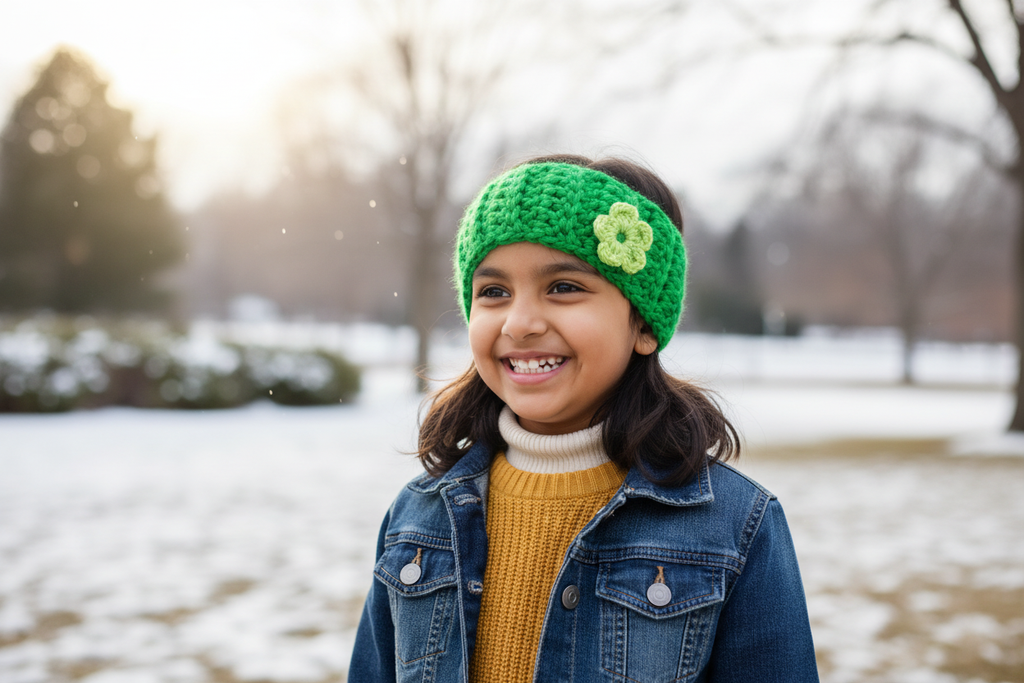 Green Flower Headband – Girl Kid