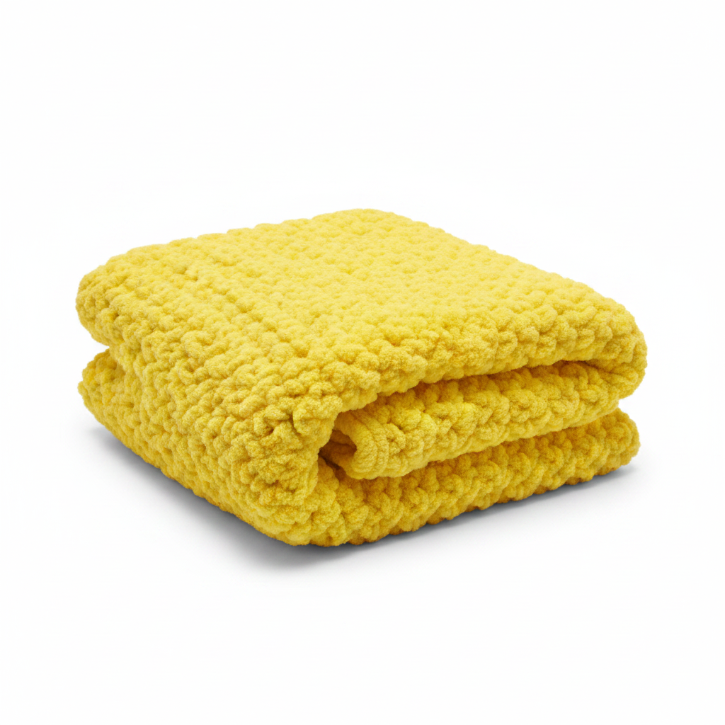 Supersoft crochet baby blanket in yellow