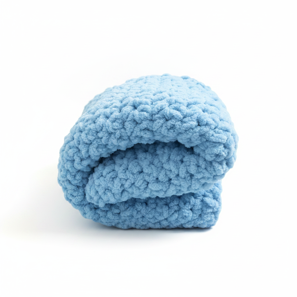 Supersoft crochet baby blanket in sky blue
