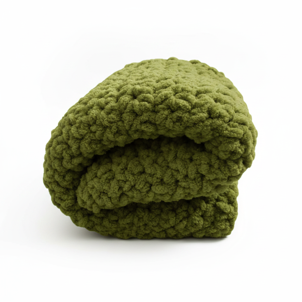 Supersoft crochet baby blanket in mehandi green