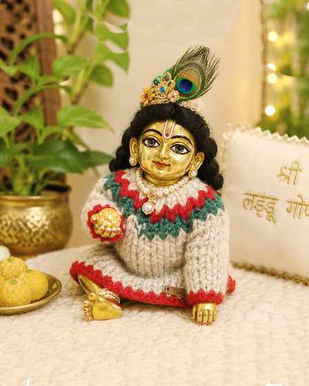 Adorable Handmade sweaters for Shree LadduGopal & RadhaRani ji - Full Sleeves