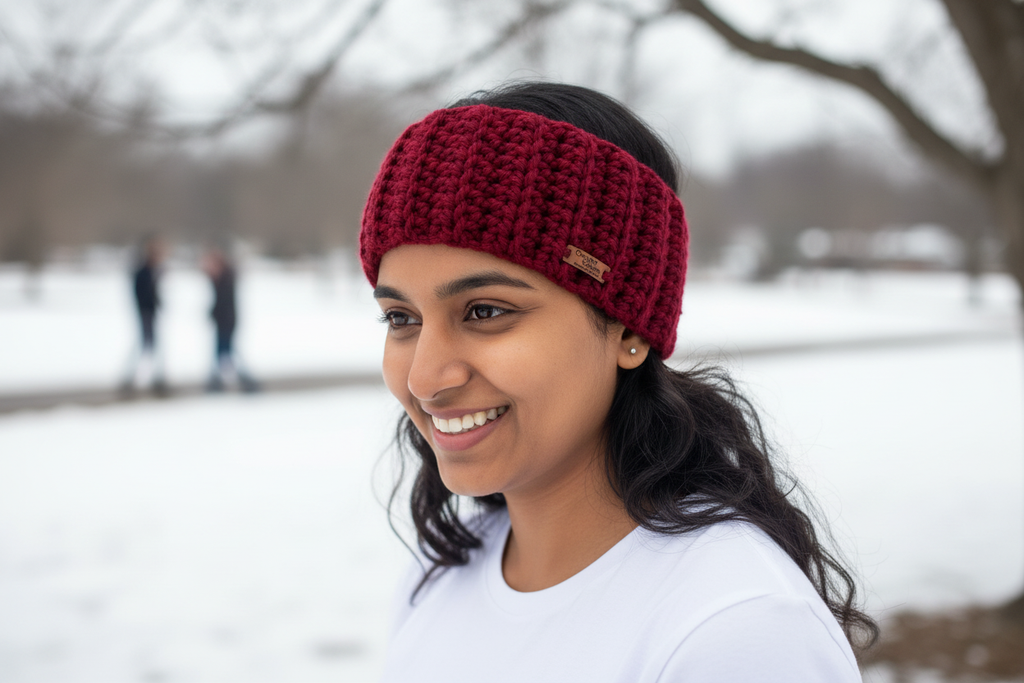 Maroon Crochet Tube Headband – Smiling Indian Woman