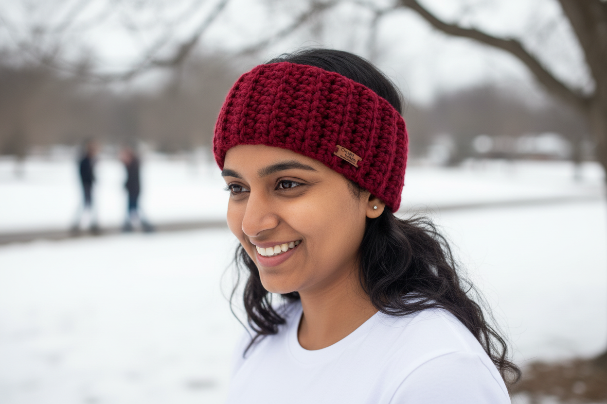 Maroon Crochet Tube Headband – Smiling Indian Woman