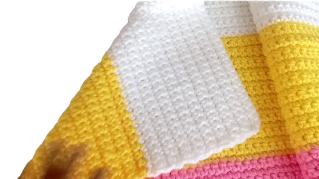 Highly Durable Crochet Baby Blanket 32X37 inches - Multicolor Striped