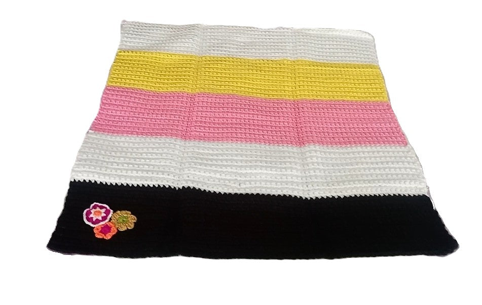 Highly Durable Crochet Baby Blanket 32X37 inches - Multicolor Striped