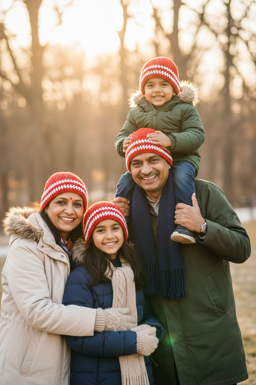 Family  — Identical Premium Beanie Combo - Red - Set of 4 Beanies
