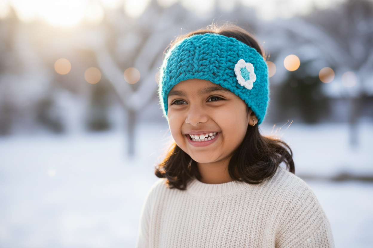 Teal Blue Flower Headband – Girl Kid