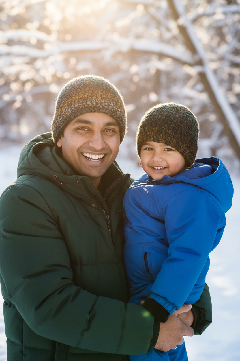 Tiger Beanie Dad Son Winter