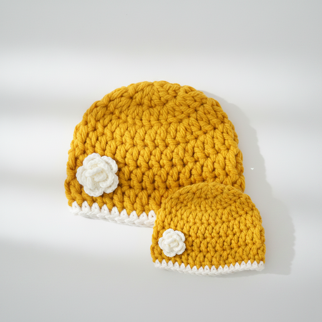 Mom & Daughter — Identical Premium Beanie Combo - Yellow